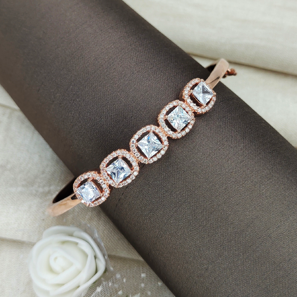 Square Solitaires Rose 925 Silver Bracelet