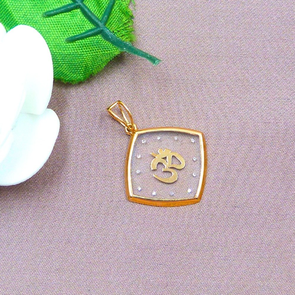 ' OM ' Alphabet 18k Real Diamond Glass Pendant