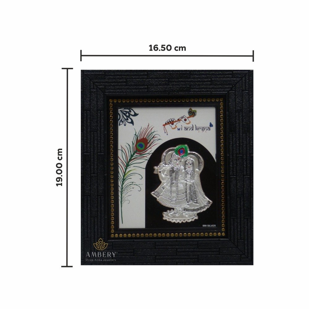 Radhe krishna 999 silver foil frame