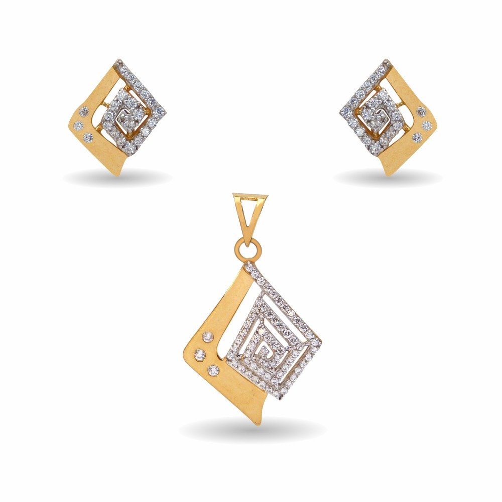22k Gold CZ Pendant Set