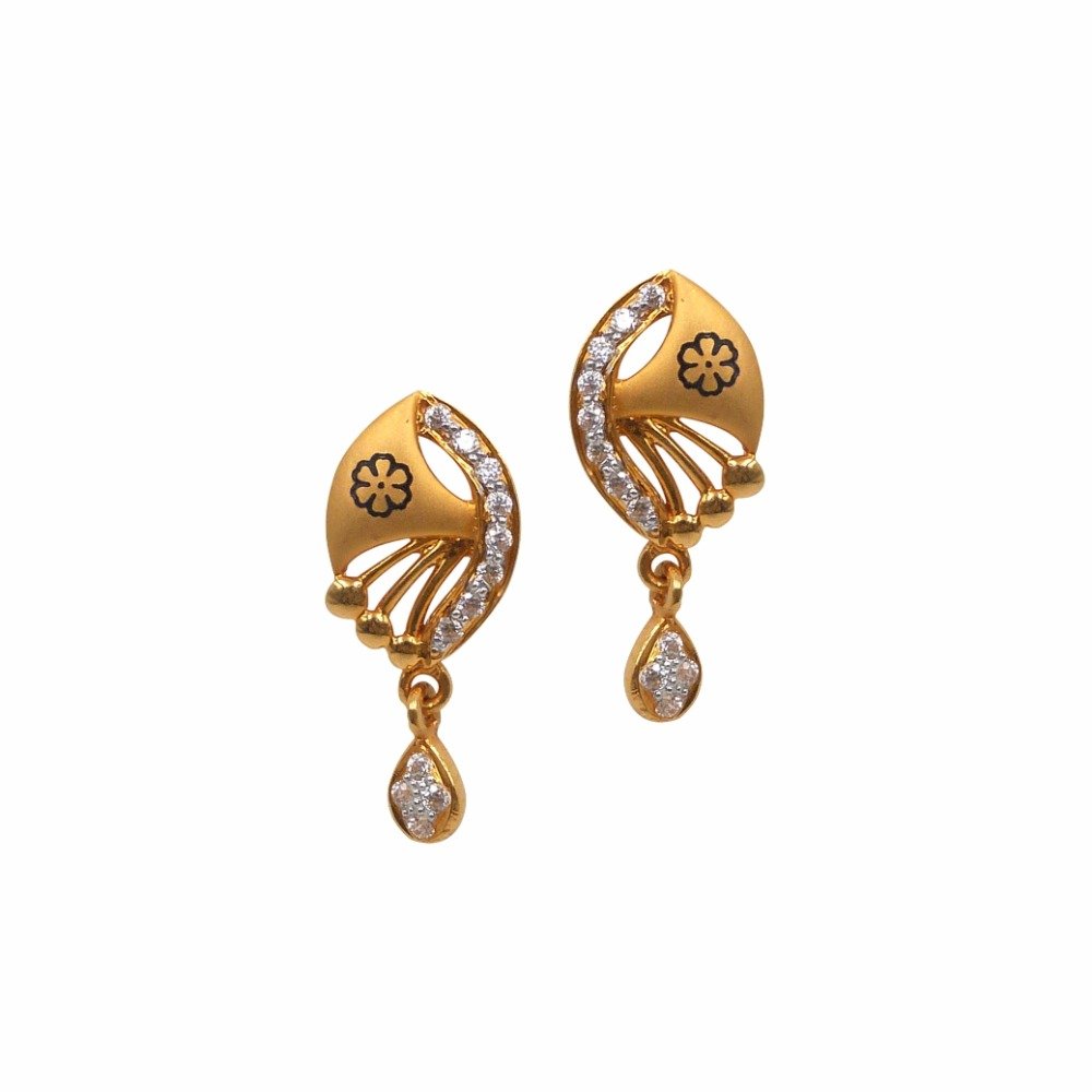 Fancy CZ Matt Finish Hanging Tops 22k Gold