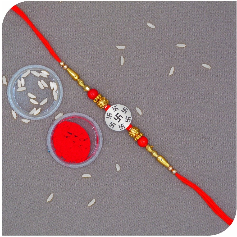 Sapt swastik silver rakhi