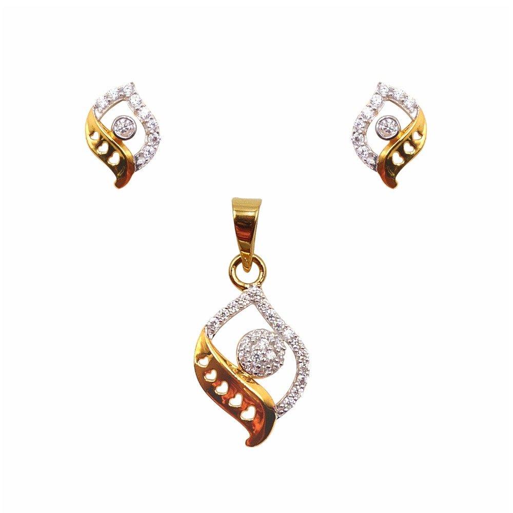 Fancy cz 22k gold pendant set