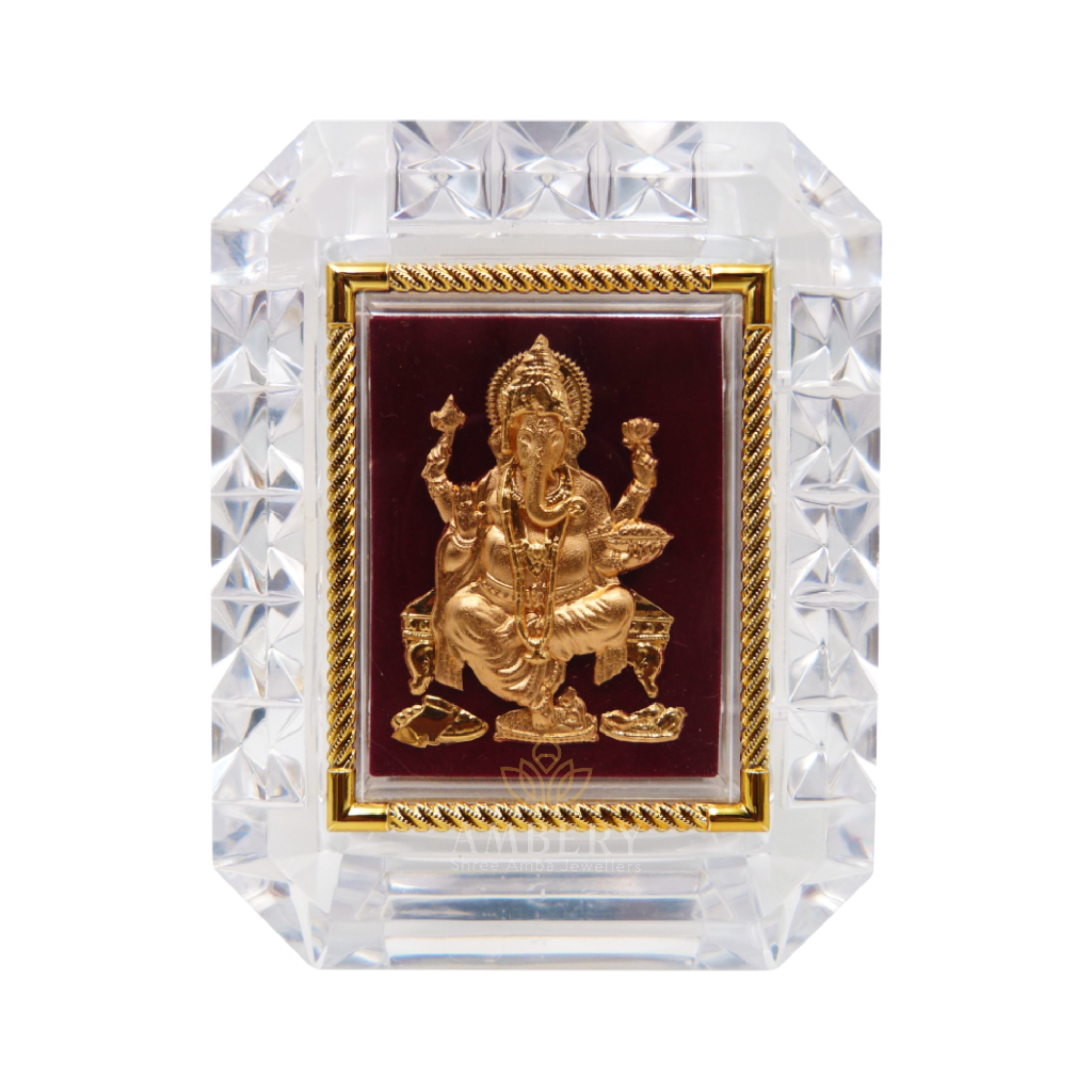 Ganesha 24k Gold Leaf Glass Frame