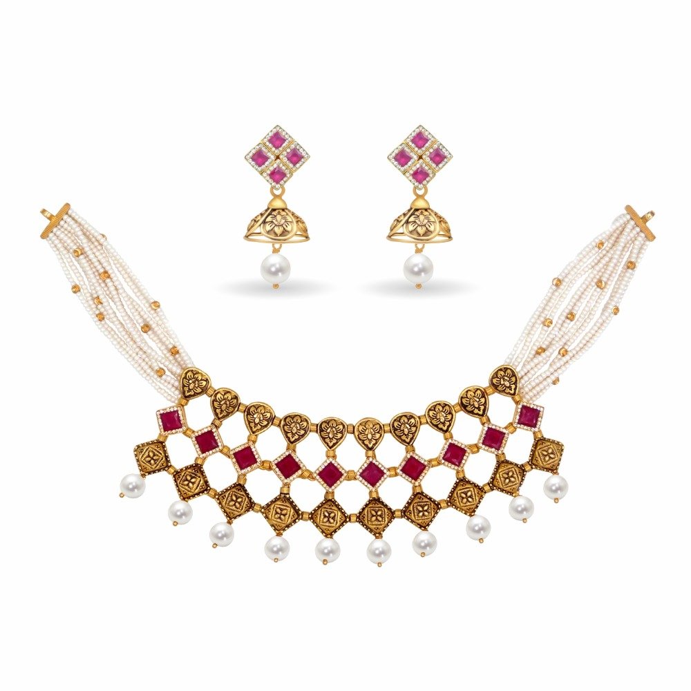 Antique Moti Necklace 22k Gold