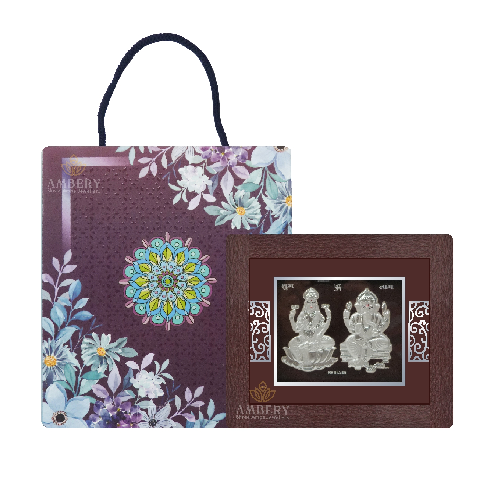 Laxmi Ganesh Silver Leaf Frame