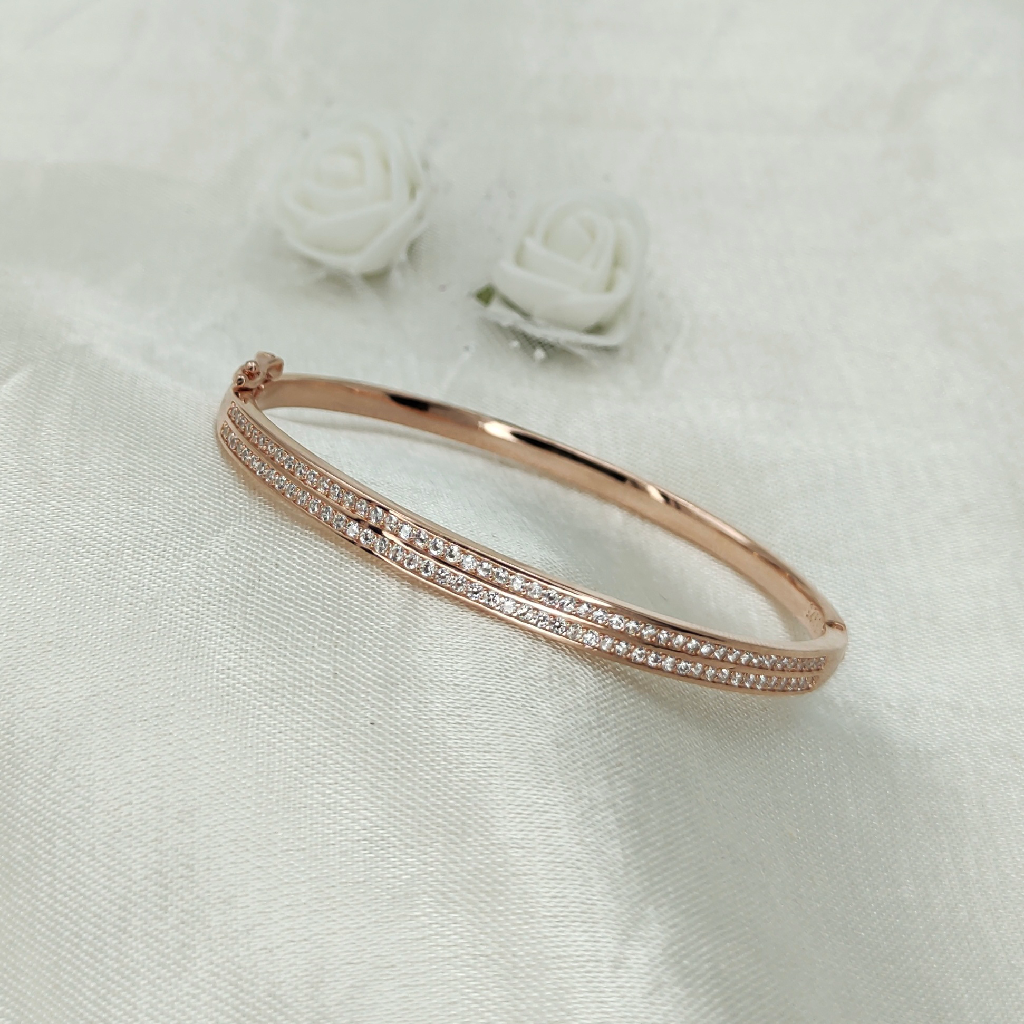 Twin Line Rose 925 Silver Bracelet
