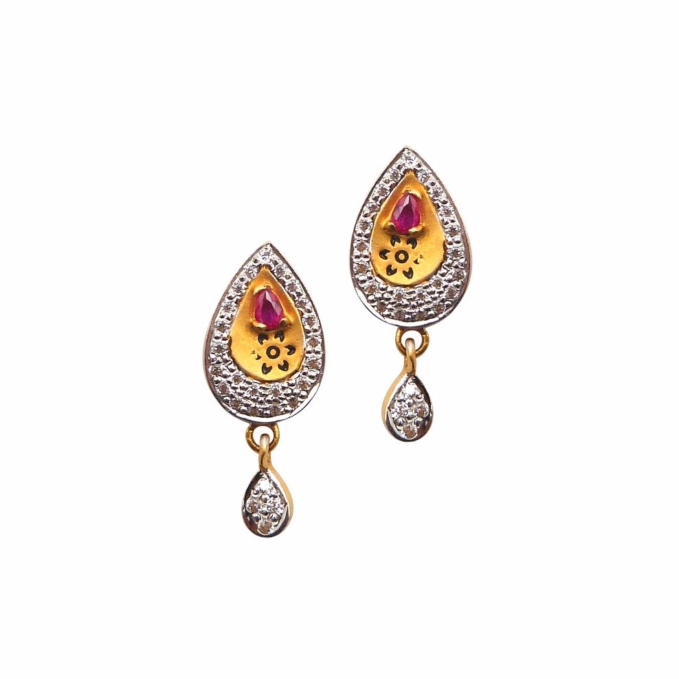 Fancy Drop Shaped Earrings 22k Gold
