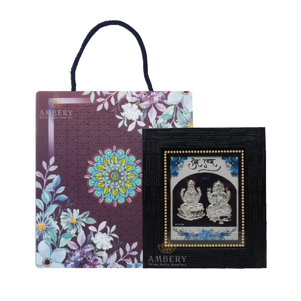 Lakshami ganesha silver leaf frame