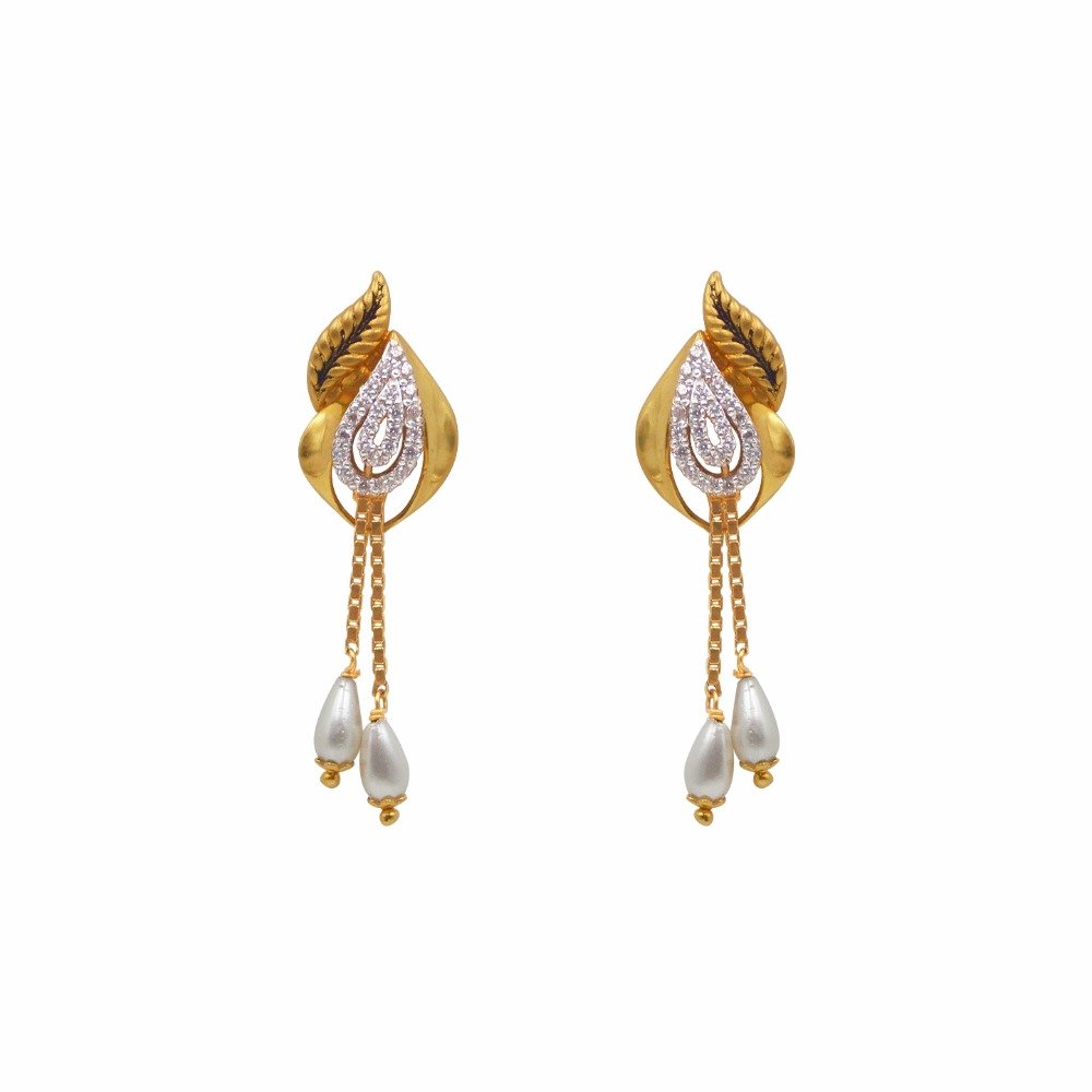 Oxidised Leaf 22k Gold Earrings