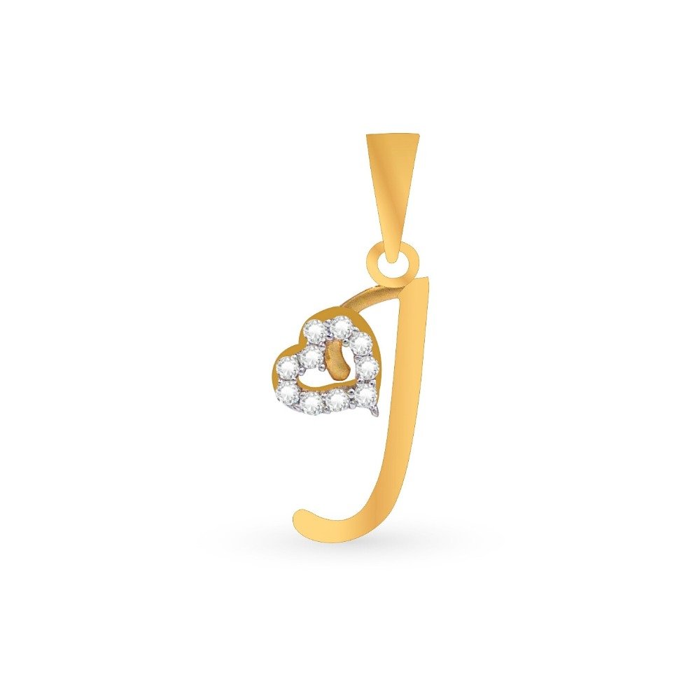 ' J ' Alphabet 18k Real Diamond Pendant