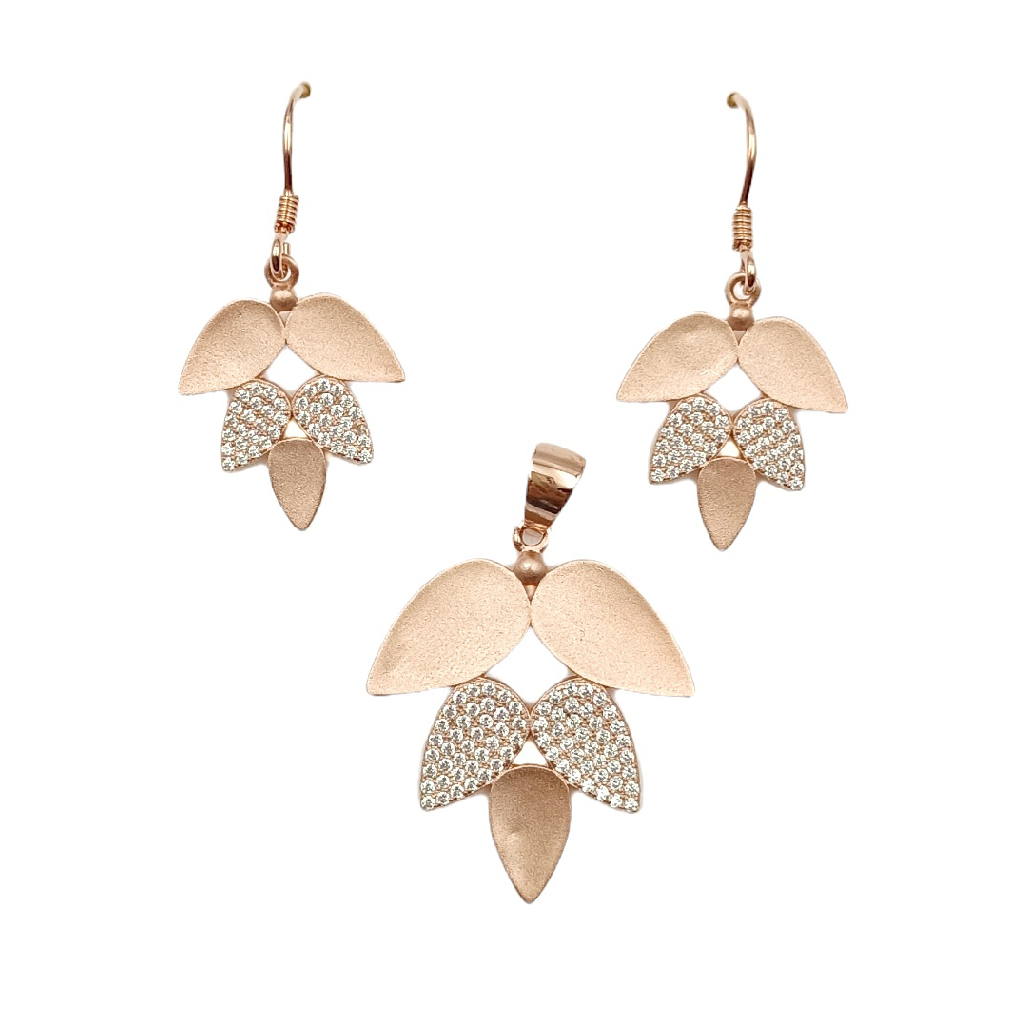 Leafs Rose  925 Silver Pendant Set