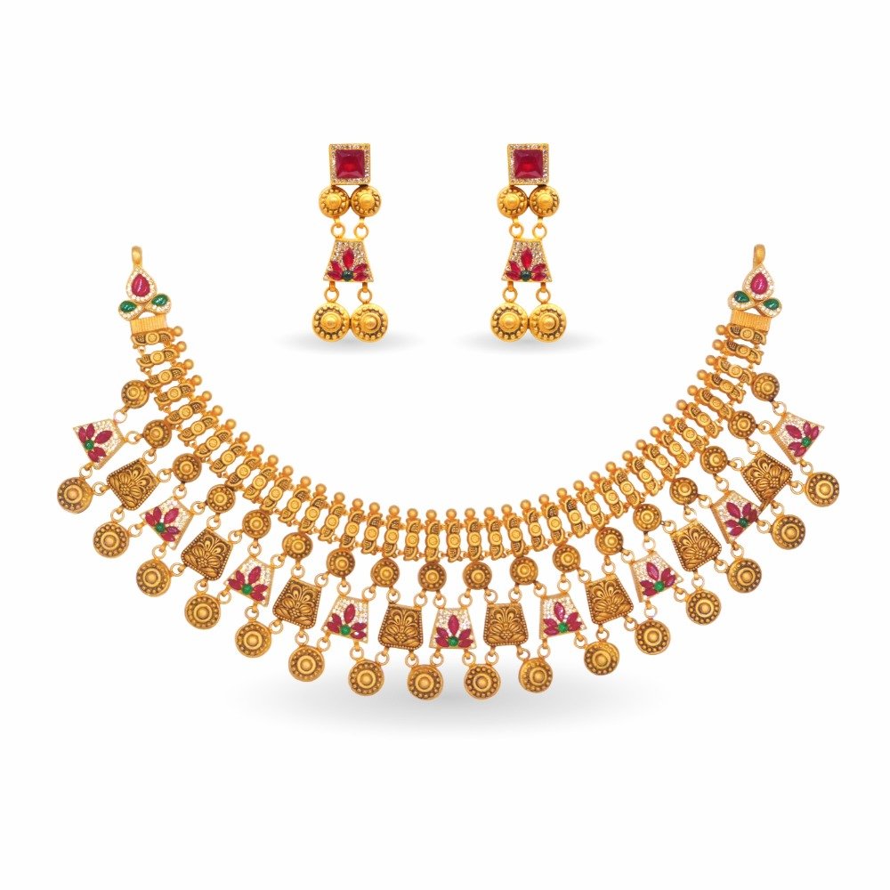 Jadtar choker necklace 22k gold