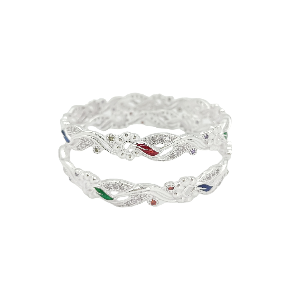 Leaf & Flower 925 Silver Bangle