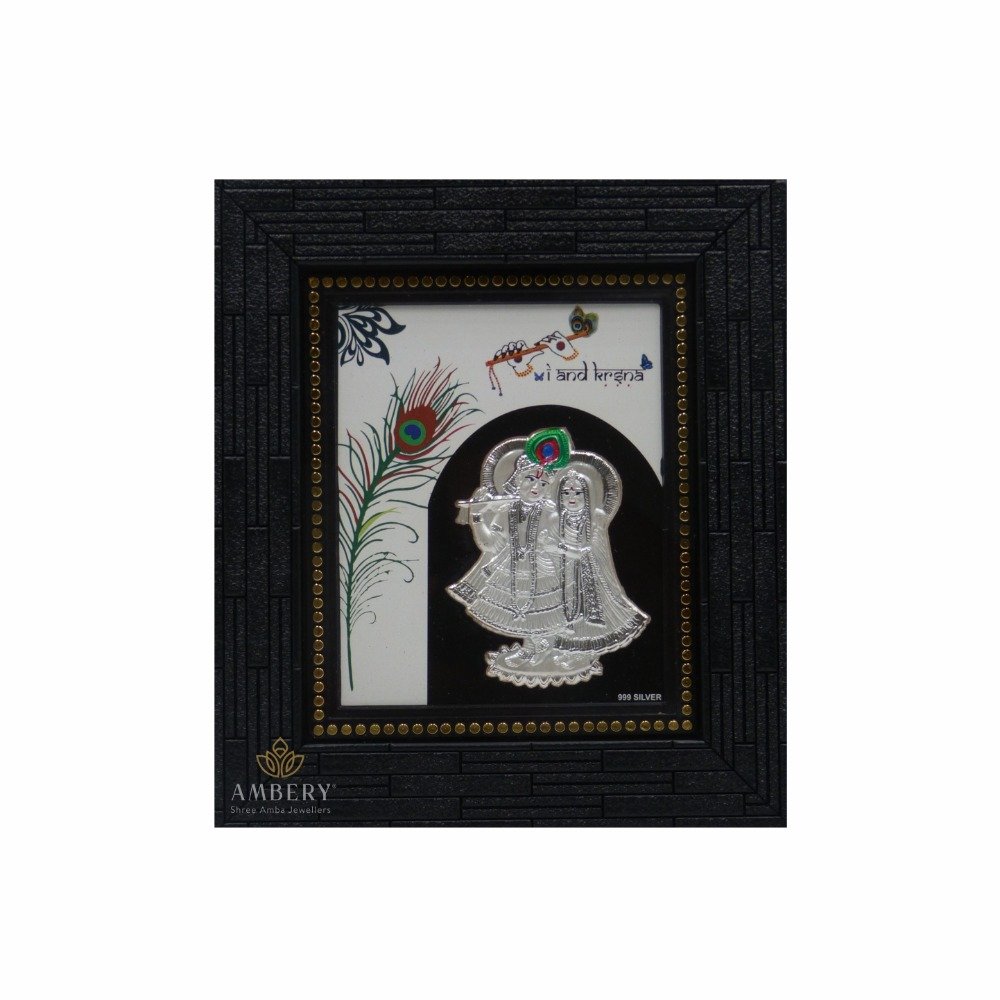 Radhe krishna 999 silver foil frame