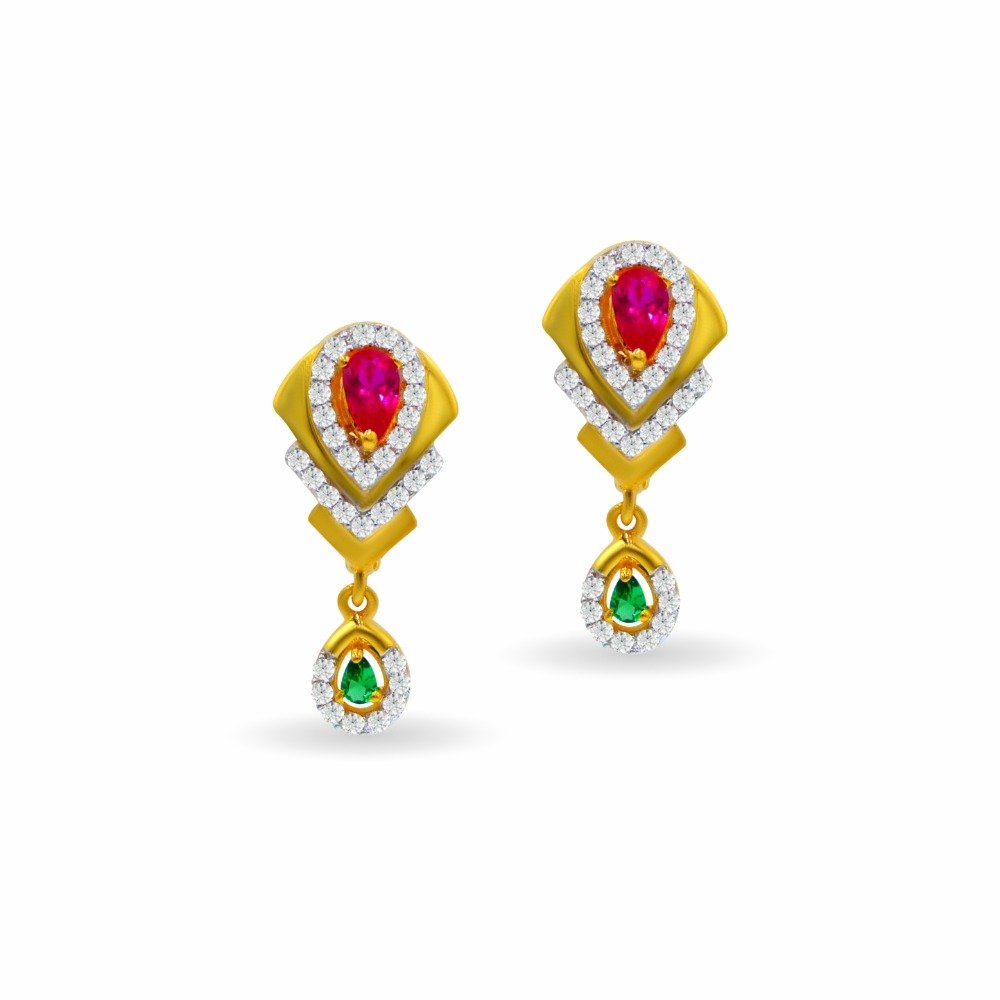 Fancy colorstone 18k gold bali