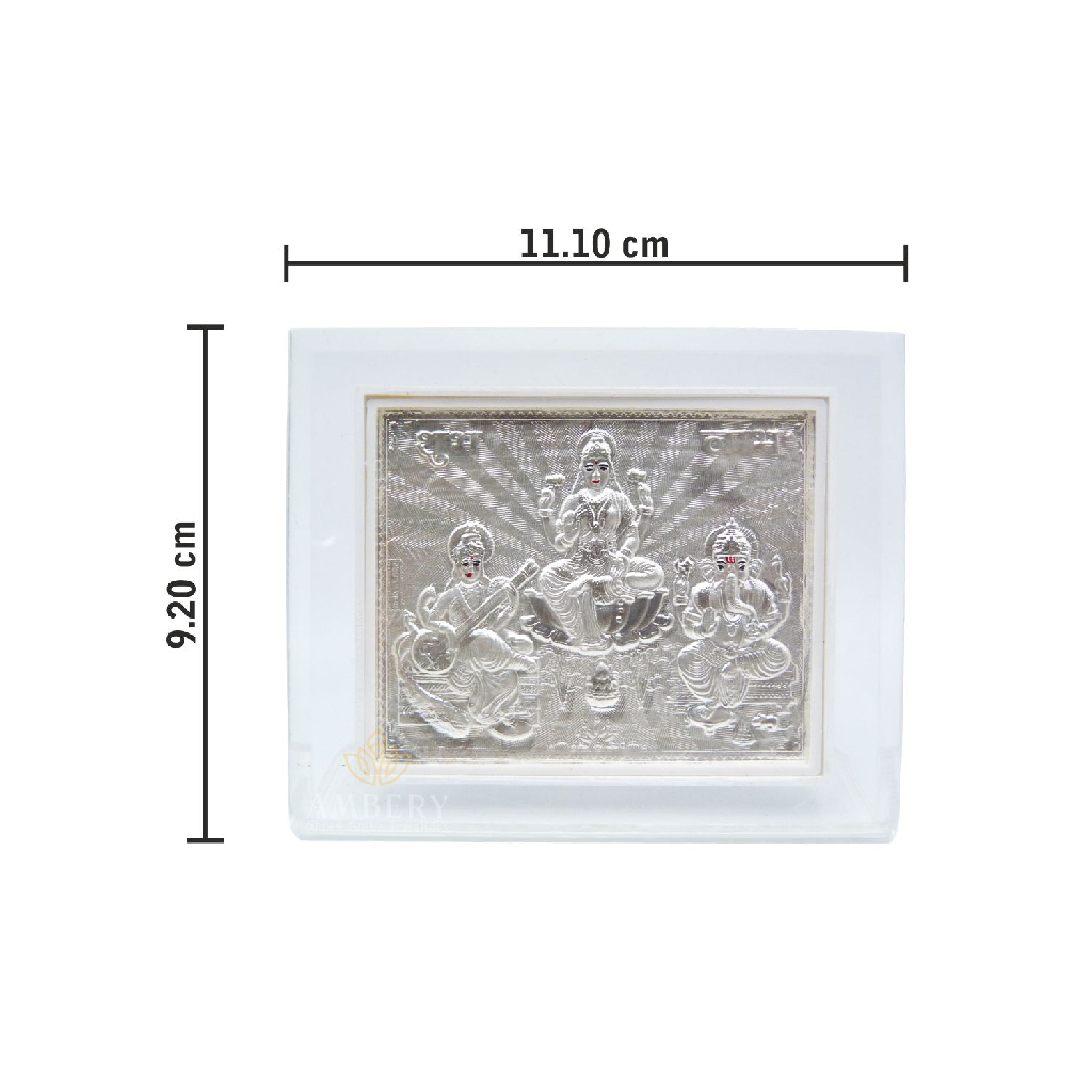 Ganesh Laxmi Saraswati Silver Foil Frame