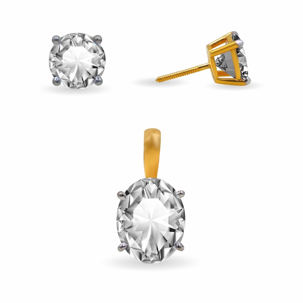 Solitaire 22k gold pendant set