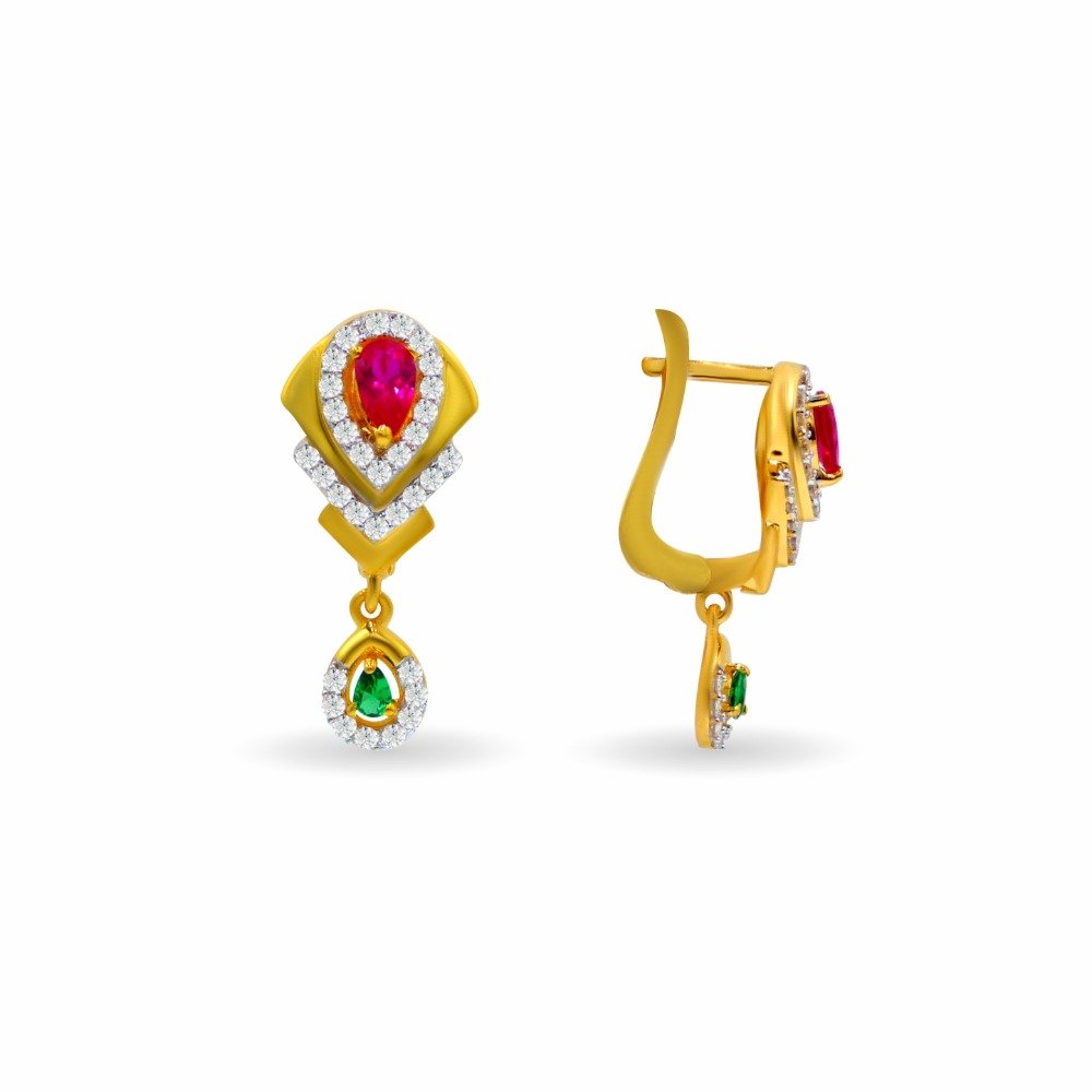 Fancy colorstone 18k gold bali