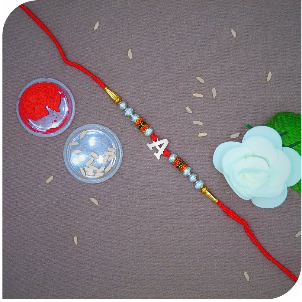 ' a ' alphabet 925 silver rakhi