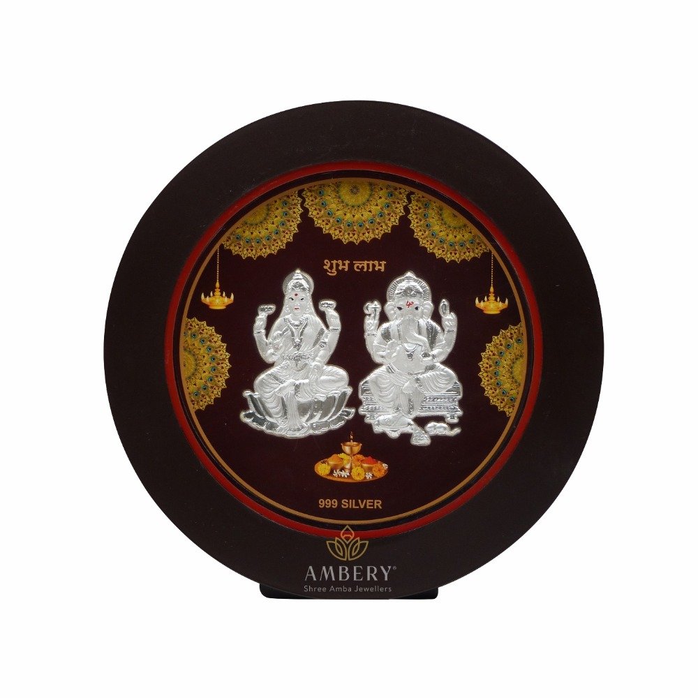 Laxmi Ganesh Silver Round Shape Frame
