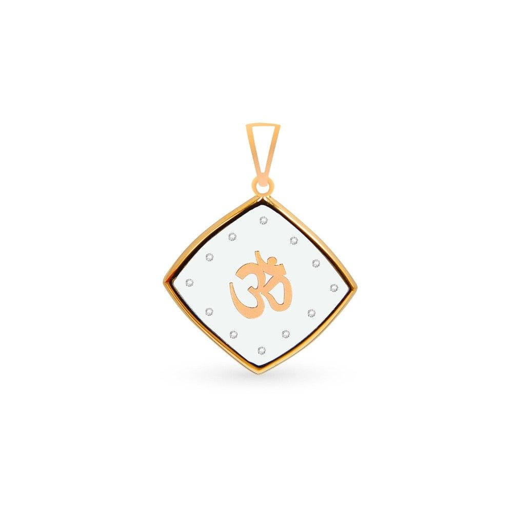 ' OM ' Alphabet 18k Real Diamond Glass Pendant
