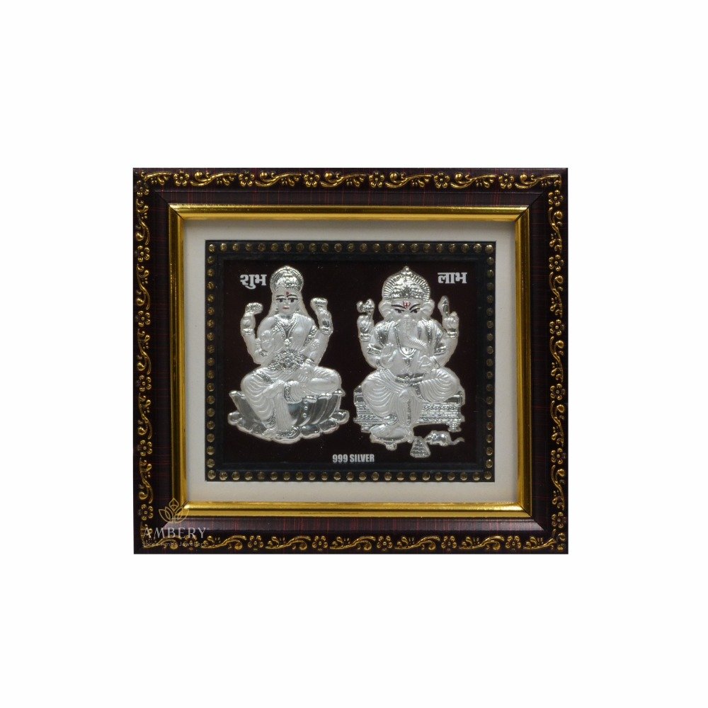Laxmi & ganesh 999 silver foil frame