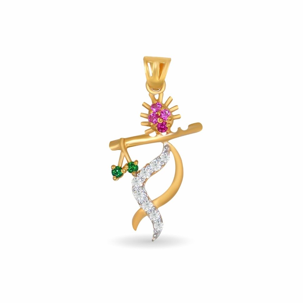 Krishna flute Pendant 22k Gold
