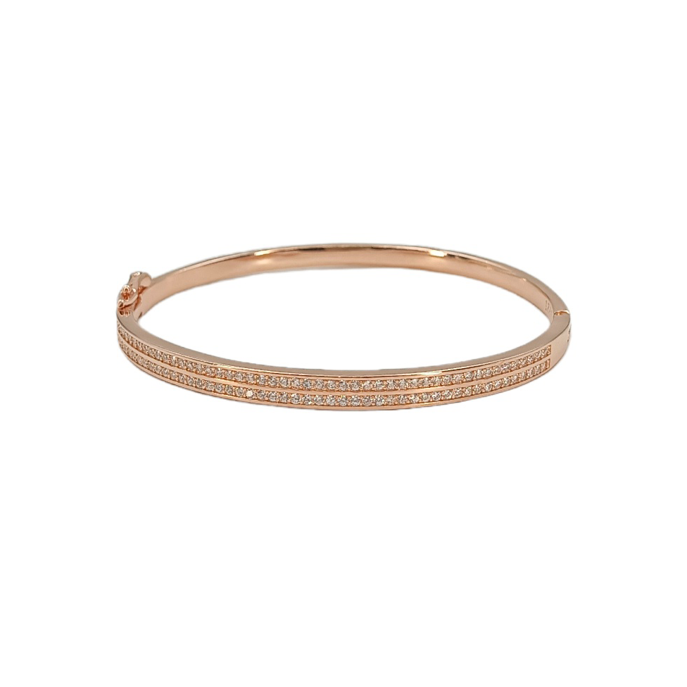 Twin Line Rose 925 Silver Bracelet